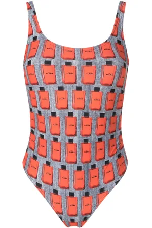 AMIR SLAMA Illustration-print open-back swimsuit