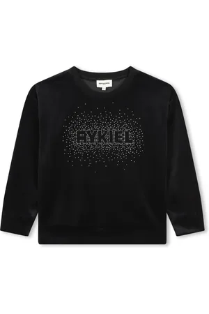 Sonia Rykiel Enfant Rhinestone-logo velvet T-shirt