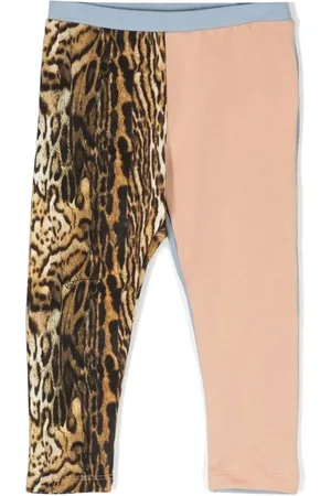 Roberto Cavalli Embroidered-logo contrasting panel leggings