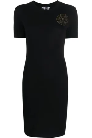 VERSACE Logo-print stretch-cotton dress