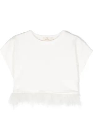 Le pandorine Feather-detail organic cotton T-shirt