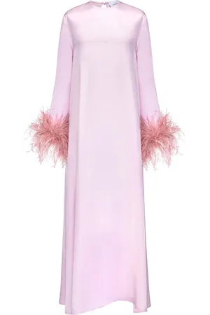 Sleeper Suzi detachable feather-cuffs maxi dress
