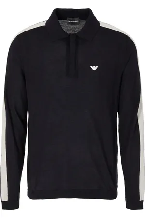 Emporio Armani Logo-embroidered virgin-wool polo jumper