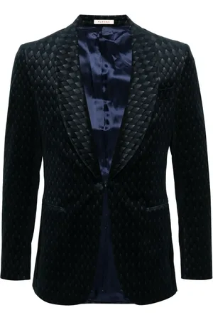 Fursac Geometric-jacquard velvet tuxedo jacket