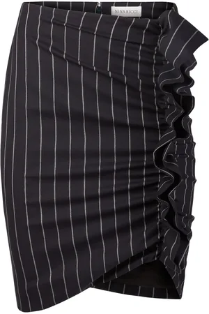 Nina Ricci Pinstripe Draped Mid Skirt