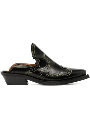 Ganni Embroidered western mules