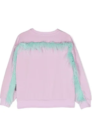 Le pandorine Feather-trim organic cotton sweatshirt