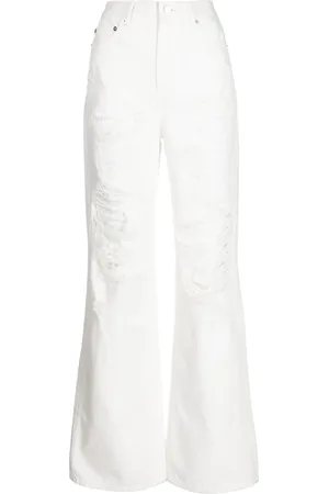 GOEN.J Ripped high-rise straight-leg jeans