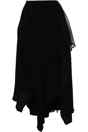 B+AB Tiered asymmetric midi skirt