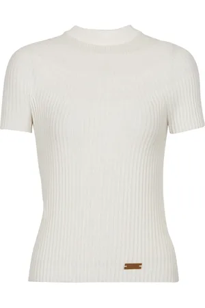 Balmain Logo-plaque ribbed knit top