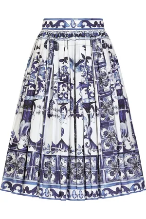 Dolce & Gabbana Majolica-print pleated midi skirt