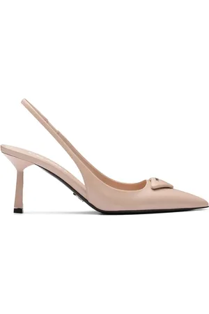 Prada 75mm brushed leather slingback pumps