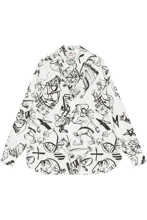 Charles Jeffrey Loverboy Sketch-print organic cotton shirt