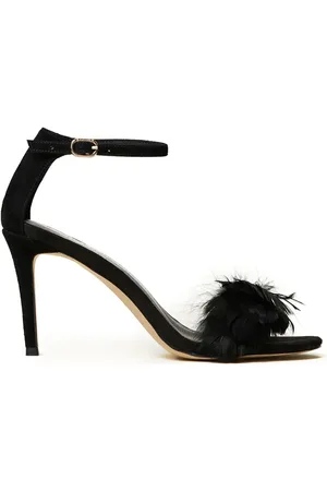 Twin-Set 90mm feather-detail leather sandals