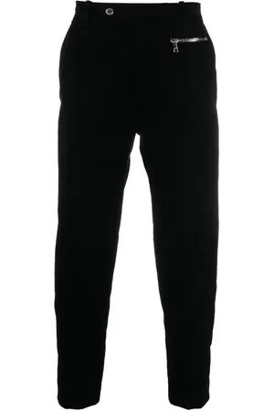 Balmain Tapered-leg suede cropped trousers