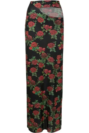 AMIR SLAMA Cut-out floral-pattern maxi skirt