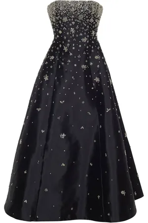 ADAM LIPPES Crystal-embellished silk gown