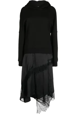 GOEN.J Lace-trim hooded midi dress