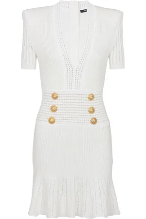 Balmain Button-embellished knitted minidress