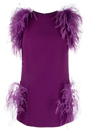 Elie saab Feather-trim crepe blouse