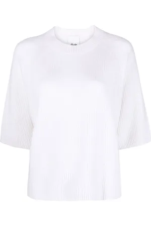 Allude Half-length sleeve ribbed cashmere jumper