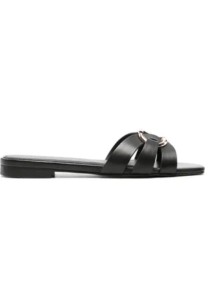 Twin-Set Oval T-plaque leather slides