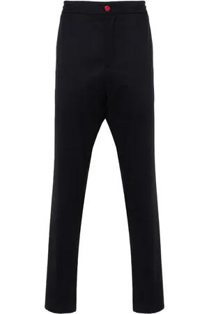 Kiton Logo-patch cotton tapered trousers