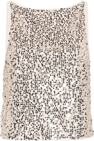 ROTATE Sequinned mesh tank top