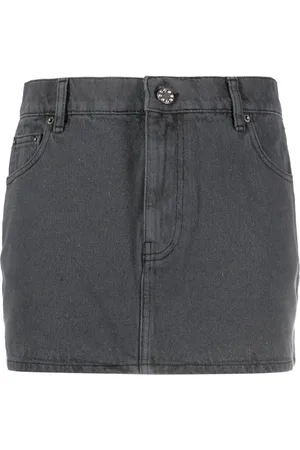 ROTATE Logo-patch denim skirt
