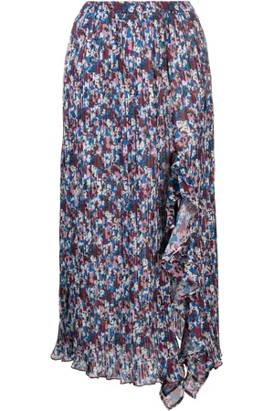 Ganni Floral-print pleated midi skirt