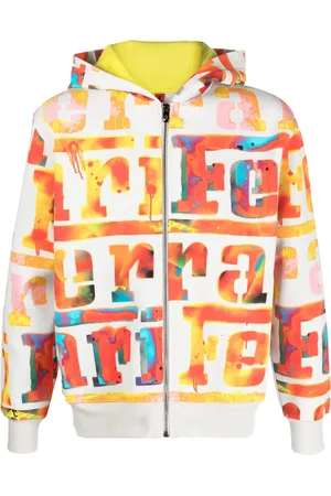 FERRARI Logo-print zip-up hoodie