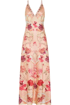 Camilla Blossoms & Brushstrokes-print silk dress