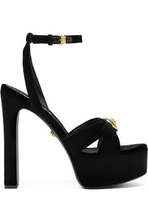 VERSACE 140mm Gianni Ribbon velvet sandals