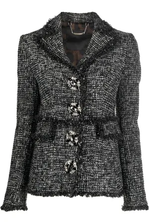 Philipp Plein Belted-waist tweed blazer