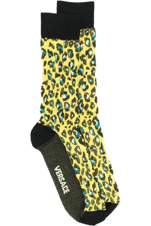 VERSACE Logo leopard-print socks