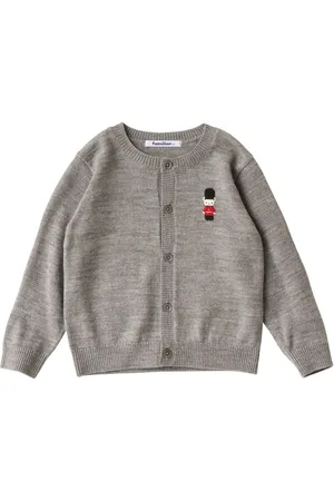 Familiar Embroidered fine knit cardigan
