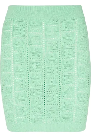 Balmain Pointelle-knit monogram miniskirt