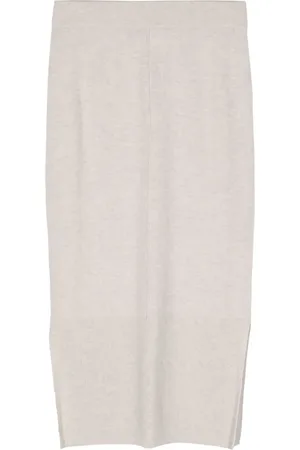N.PEAL Side-slit cashmere skirt