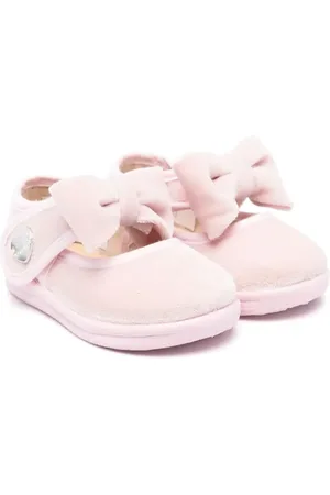 MONNALISA Bow-detail velour ballerinas