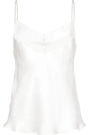 Maje Lace-trim silk top