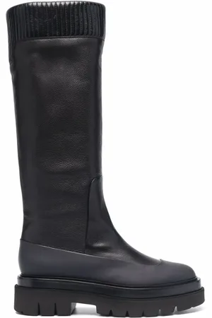 santoni Ribbed leather knee-high boots