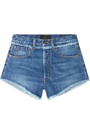 Alanui Fringed cotton-denim shorts