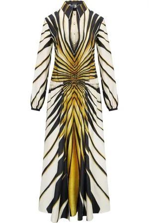 Roberto Cavalli Ray of Gold print silk shirt dress
