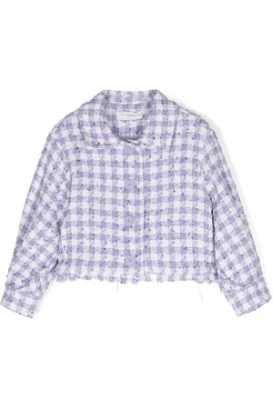 MONNALISA Gingham-check tweed jacket