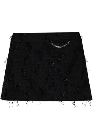 Ganni Fringed tweed mini skirt