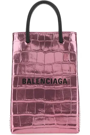 Balenciaga Croc-embossed logo-print shopping bag