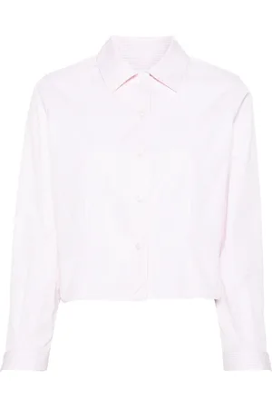 Thom Browne Striped poplin cropped shirt