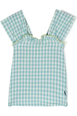Bobo Choses Logo-embroidered checked top