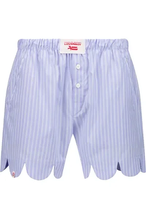 Charles Jeffrey Loverboy Striped scalloped boxer shorts