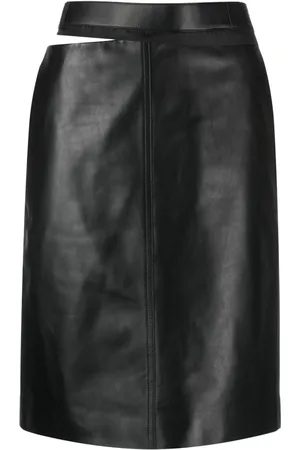 Fendi Logo-waistband leather skirt
